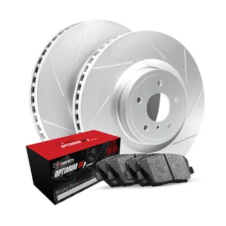 R1 Concepts WLUN1-74284 Brake Rotor- Carbon Coated - Slotted W/ Optimum Oe Pads